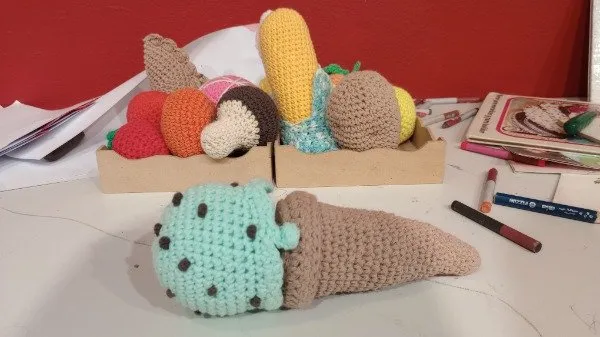 Helado con una bocha Tejida