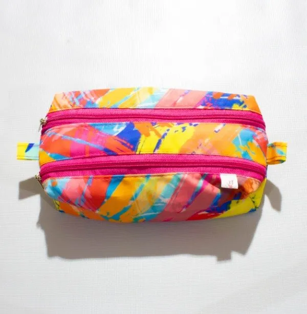 Cartuchera doble rosa y amarillo