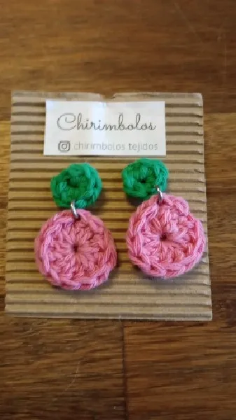 [PROD271] Aros tejidos colgante rosa